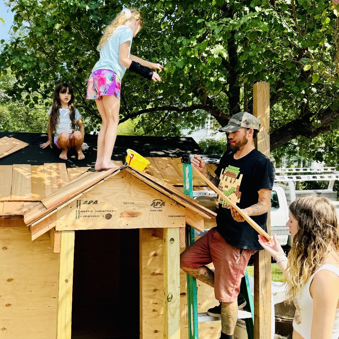 Brian Roddy building with his kids on the Jersey Shore